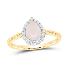 Load image into Gallery viewer, 10K Yellow Gold Diamond Pear Opal Gemstone Ring 1/5 Cttw - Splendid Jewellery