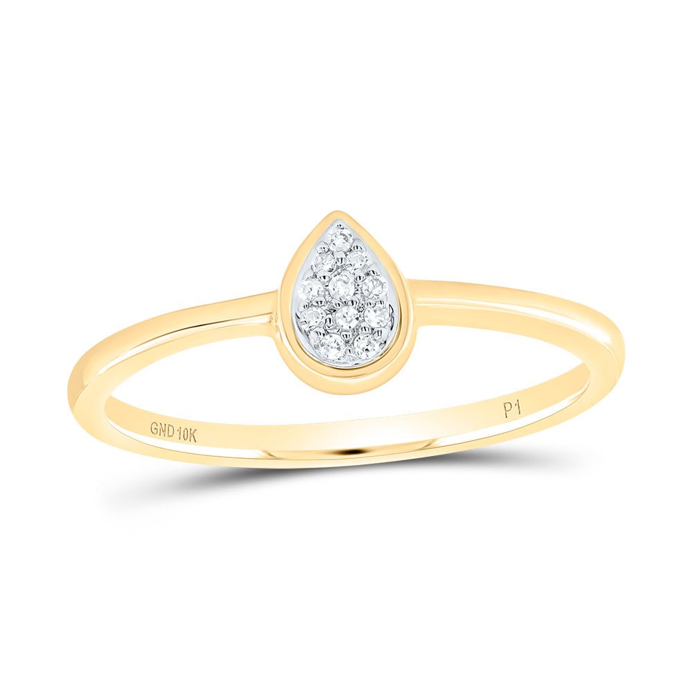 10K Yellow Gold Diamond Pear Ring 0.03 Cttw - Splendid Jewellery