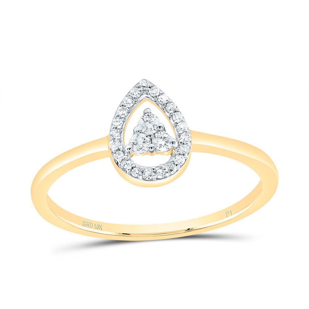 10K Yellow Gold Diamond Pear Ring 1/10 Cttw - Splendid Jewellery
