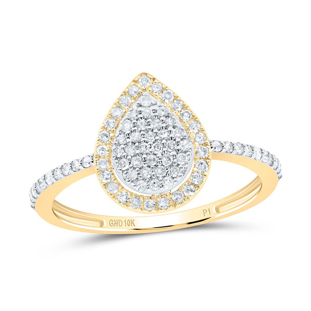 10K Yellow Gold Diamond Pear Ring 1/3 Cttw - Splendid Jewellery