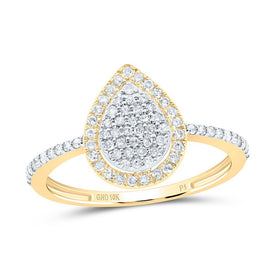 10K Yellow Gold Diamond Pear Ring 1/3 Cttw - Splendid Jewellery