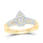 10K Yellow Gold Diamond Pear Single Halo Bridal Set 1/2 Cttw - Splendid Jewellery