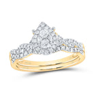 10K Yellow Gold Diamond Pear Single Halo Bridal Set 1/3 Cttw - Splendid Jewellery