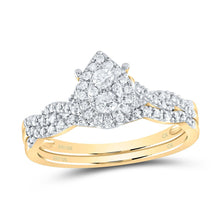 Load image into Gallery viewer, 10K Yellow Gold Diamond Pear Single Halo Bridal Set 1/3 Cttw - Splendid Jewellery