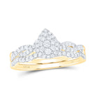 10K Yellow Gold Diamond Pear Single Halo Bridal Set 3/8 Cttw - Splendid Jewellery