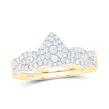 Load image into Gallery viewer, 10K Yellow Gold Diamond Pear Single Halo Bridal Set 3/8 Cttw - Splendid Jewellery