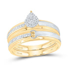 10K Yellow Gold Diamond Pear Trio Ring Set 1/4 Cttw - Splendid Jewellery