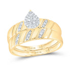 10K Yellow Gold Diamond Pear Trio Ring Set 1/5 Cttw - Splendid Jewellery