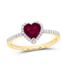 10K Yellow Gold Diamond Ruby Gemstone Heart Ring 1/5 Cttw - Splendid Jewellery