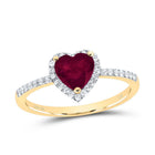 10K Yellow Gold Diamond Ruby Gemstone Heart Ring 1/5 Cttw - Splendid Jewellery
