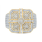 10K Yellow Gold Diamond Square Men's Ring 1 3/4 Cttw - Splendid Jewellery