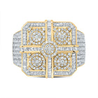 10K Yellow Gold Diamond Square Men's Ring 1 3/4 Cttw - Splendid Jewellery