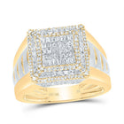 10K Yellow Gold Diamond Square Men's Ring 7/8 Cttw - Splendid Jewellery