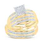 10K Yellow Gold Diamond Square Trio Ring Set 1/2 Cttw - Splendid Jewellery