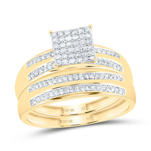 Load image into Gallery viewer, 10K Yellow Gold Diamond Square Trio Ring Set 1/2 Cttw - Splendid Jewellery