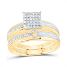 10K Yellow Gold Diamond Square Trio Ring Set 1/3 Cttw - Splendid Jewellery