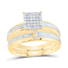 10K Yellow Gold Diamond Square Trio Ring Set 1/3 Cttw - Splendid Jewellery