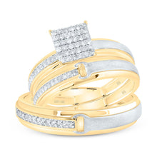 Load image into Gallery viewer, 10K Yellow Gold Diamond Square Trio Ring Set 1/3 Cttw - Splendid Jewellery