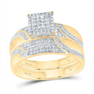 10K Yellow Gold Diamond Square Trio Ring Set 3/4 Cttw - Splendid Jewellery