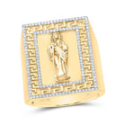 10K Yellow Gold Diamond St. Jude Men's Ring (1 Inches Version) 1/2 Cttw - Splendid Jewellery