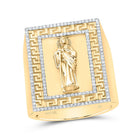 10K Yellow Gold Diamond St. Jude Men's Ring (1 Inches Version) 1/2 Cttw - Splendid Jewellery