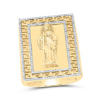 10K Yellow Gold Diamond St. Jude Men's Ring (1.25 Inches Version) 1/2 Cttw - Splendid Jewellery