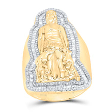 Load image into Gallery viewer, 10K Yellow Gold Diamond St. Lazaro Men's Ring 1 1/8 Cttw - Splendid Jewellery