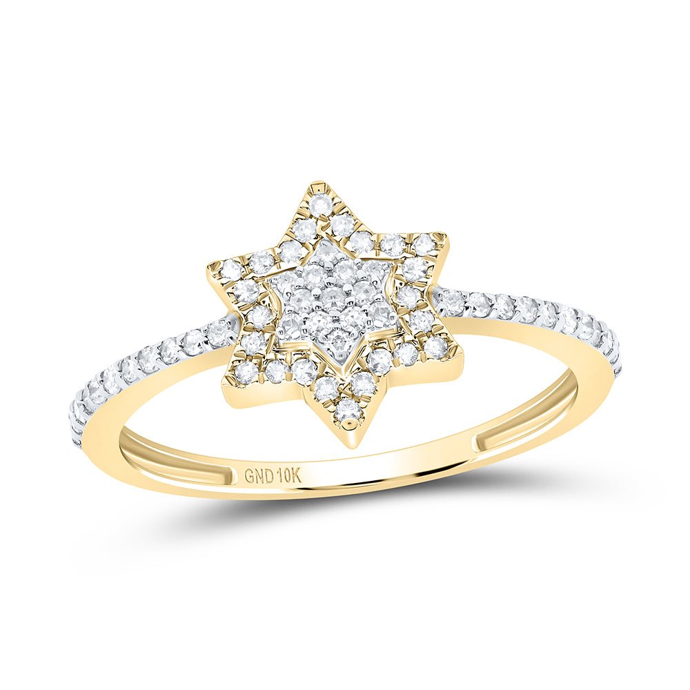 10K Yellow Gold Diamond Star Ring 1/5 Cttw - Splendid Jewellery