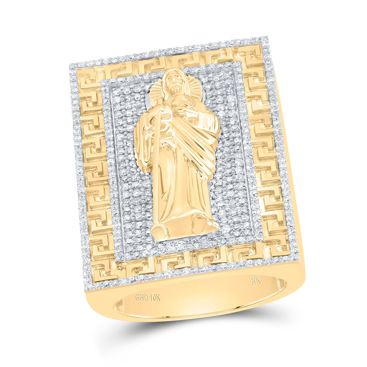 10K Yellow Gold Diamond St.Jude Men's Ring 1 5/8 Cttw - Splendid Jewellery