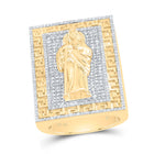 10K Yellow Gold Diamond St.Jude Men's Ring 1 5/8 Cttw - Splendid Jewellery