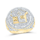 10K Yellow Gold Diamond Trap House Men's Ring 2 7/8 Cttw - Splendid Jewellery