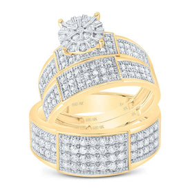 10K Yellow Gold Diamond Trio Ring Set 1 1/4 Cttw - Splendid Jewellery