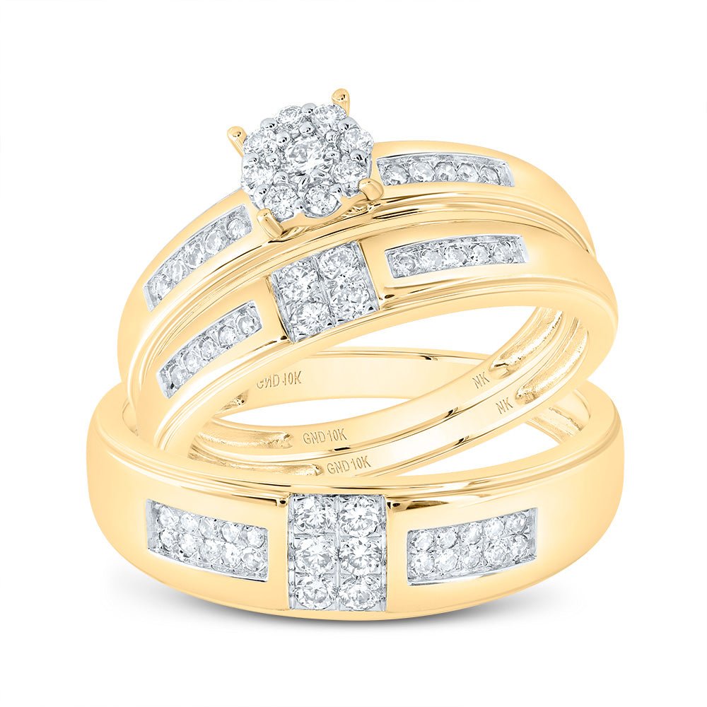 10K Yellow Gold Diamond Trio Ring Set 1/2 Cttw - Splendid Jewellery