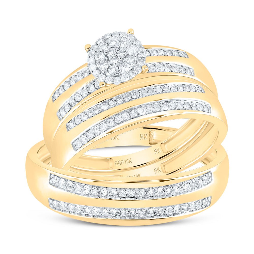 10K Yellow Gold Diamond Trio Ring Set 1/2 Cttw - Splendid Jewellery