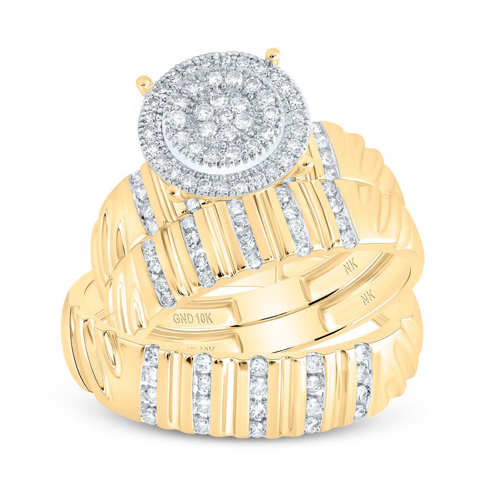 10K Yellow Gold Diamond Trio Ring Set 1/2 Cttw - Splendid Jewellery