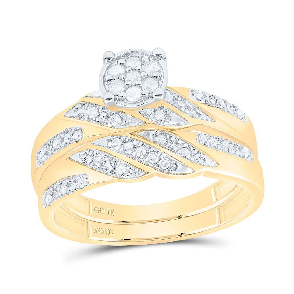 10K Yellow Gold Diamond Trio Ring Set 1/3 Cttw - Splendid Jewellery
