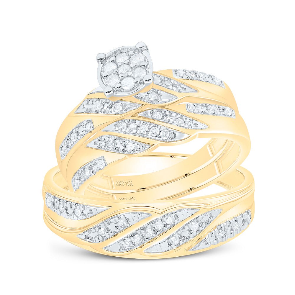 10K Yellow Gold Diamond Trio Ring Set 1/3 Cttw - Splendid Jewellery