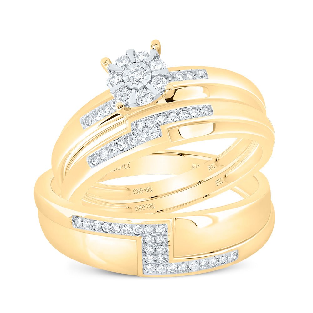 10K Yellow Gold Diamond Trio Ring Set 1/3 Cttw - Splendid Jewellery