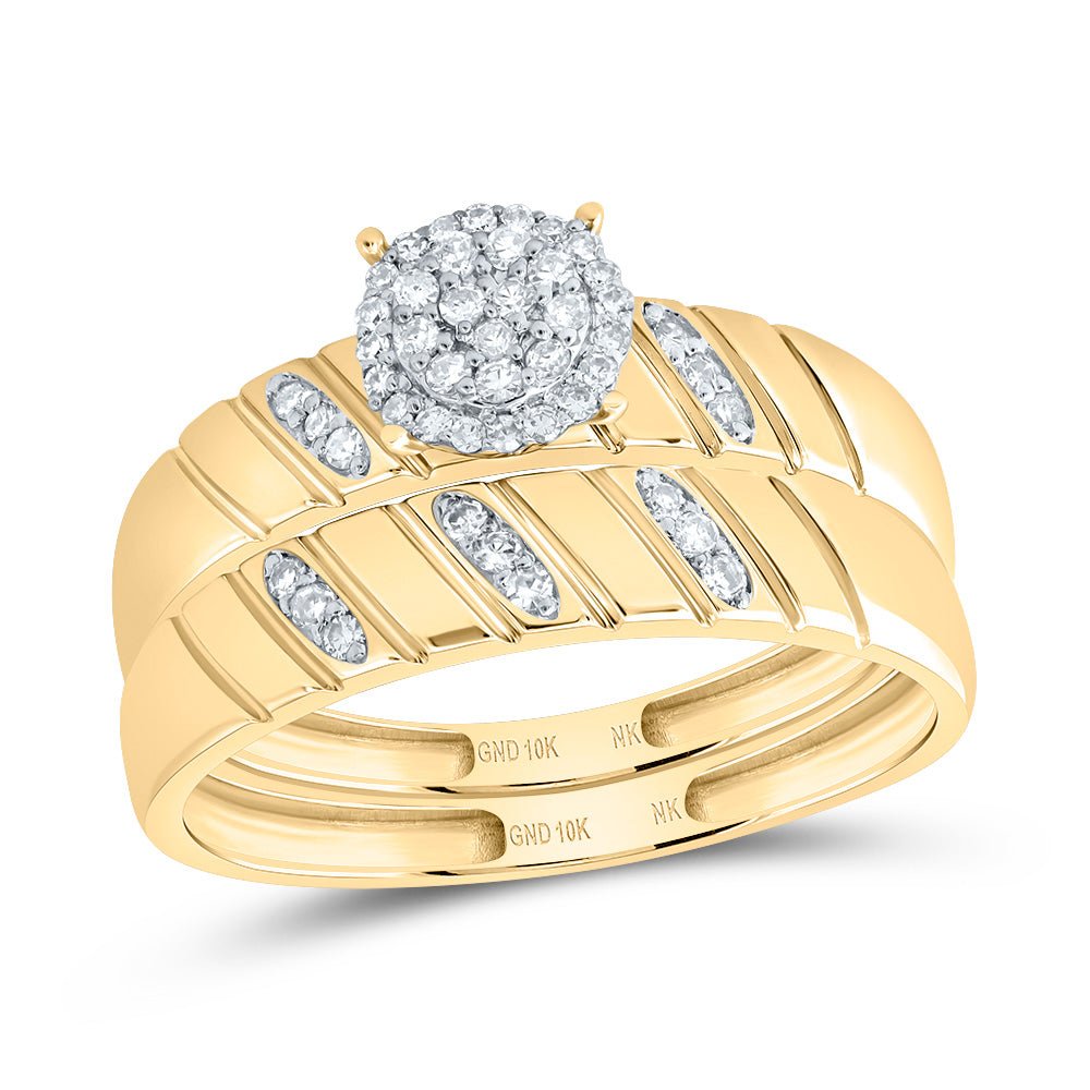 10K Yellow Gold Diamond Trio Ring Set 1/4 Cttw - Splendid Jewellery