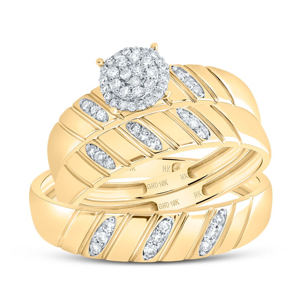 10K Yellow Gold Diamond Trio Ring Set 1/4 Cttw - Splendid Jewellery