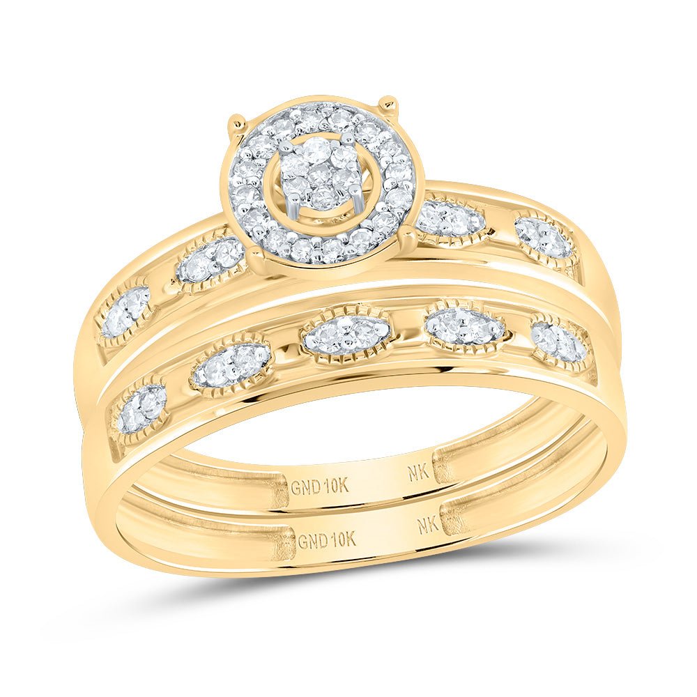10K Yellow Gold Diamond Trio Ring Set 1/4 Cttw - Splendid Jewellery