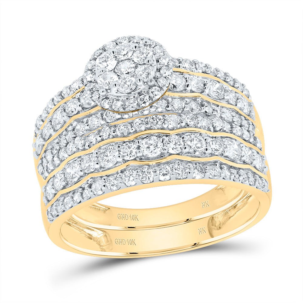 10K Yellow Gold Diamond Trio Ring Set 2 1/3 Cttw - Splendid Jewellery