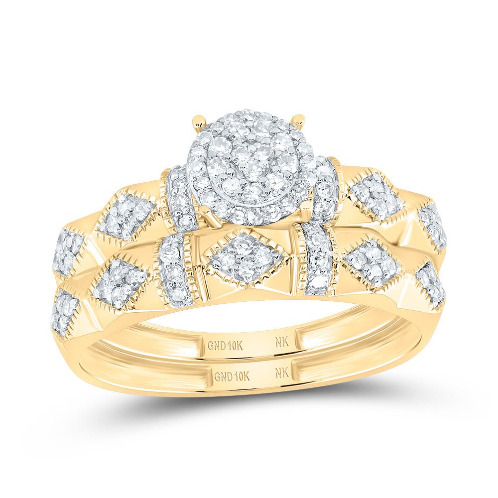 10K Yellow Gold Diamond Trio Ring Set 3/8 Cttw - Splendid Jewellery