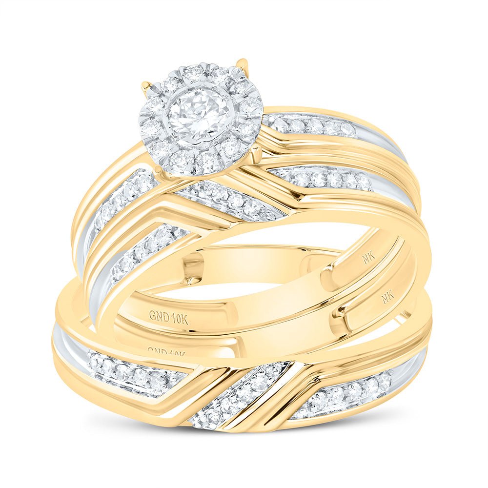 10K Yellow Gold Diamond Trio Ring Set 3/8 Cttw - Splendid Jewellery
