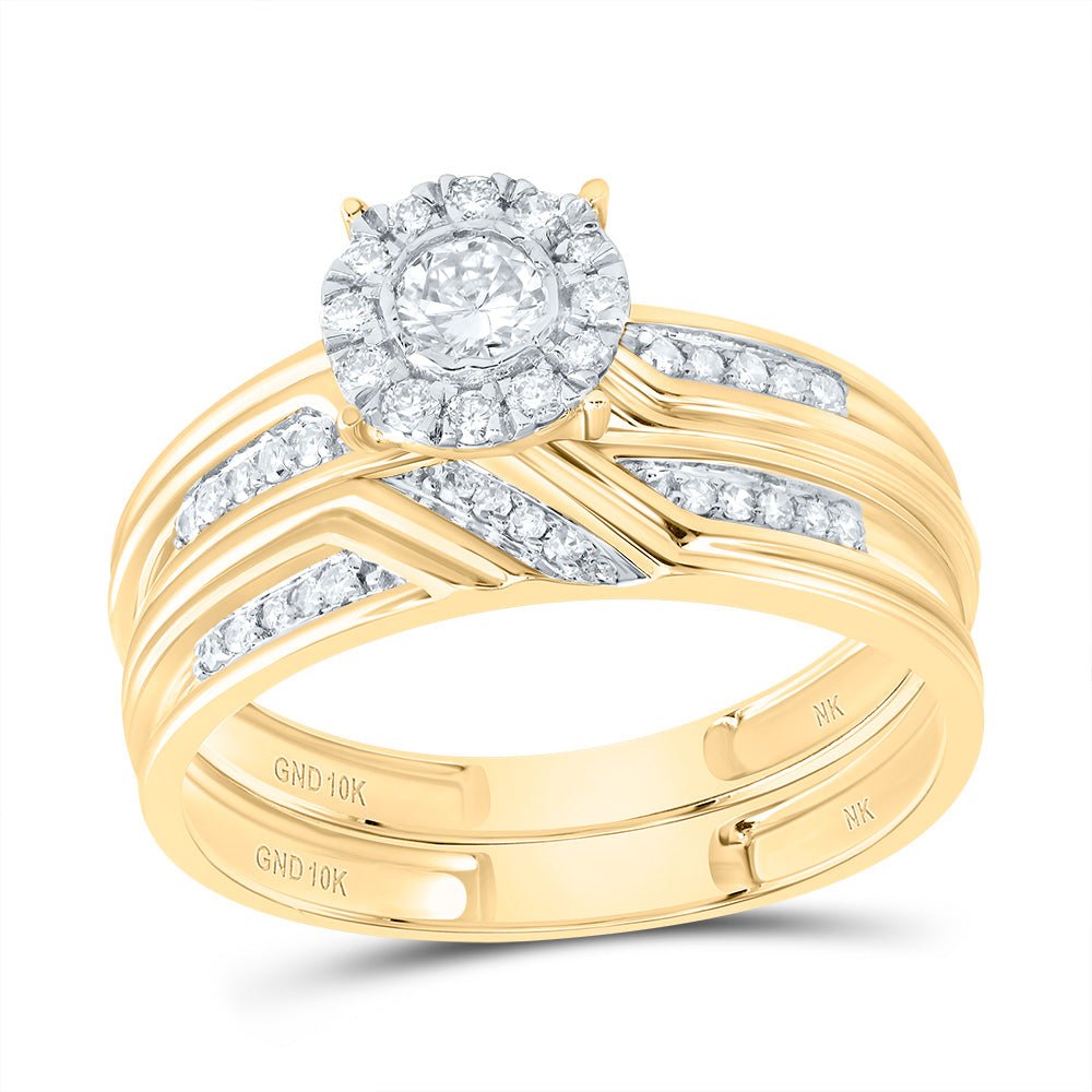 10K Yellow Gold Diamond Trio Ring Set 3/8 Cttw - Splendid Jewellery
