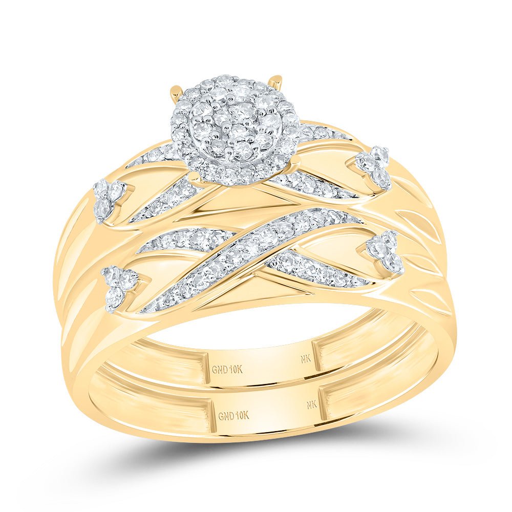 10K Yellow Gold Diamond Trio Ring Set 3/8 Cttw - Splendid Jewellery