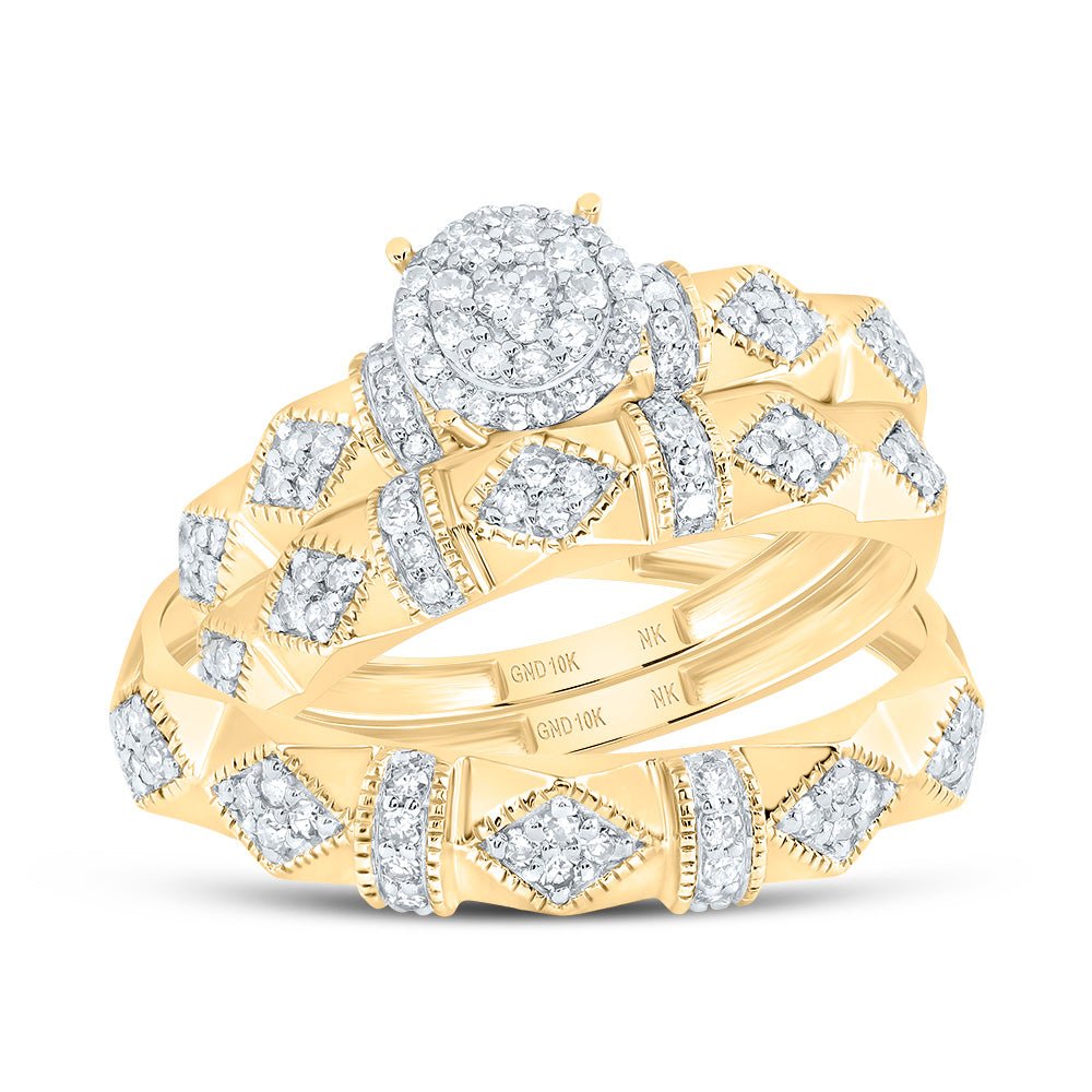 10K Yellow Gold Diamond Trio Ring Set 3/8 Cttw - Splendid Jewellery