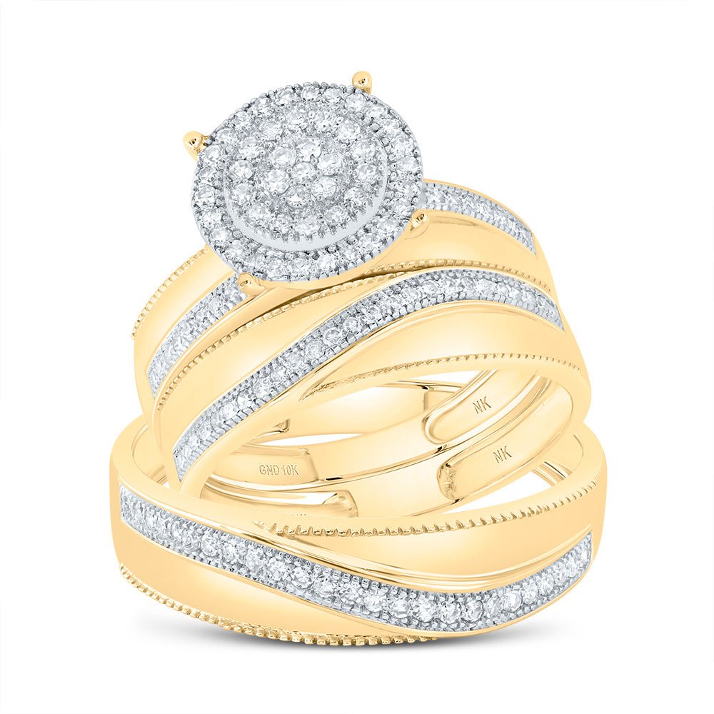 10K Yellow Gold Diamond Trio Ring Set 5/8 Cttw - Splendid Jewellery