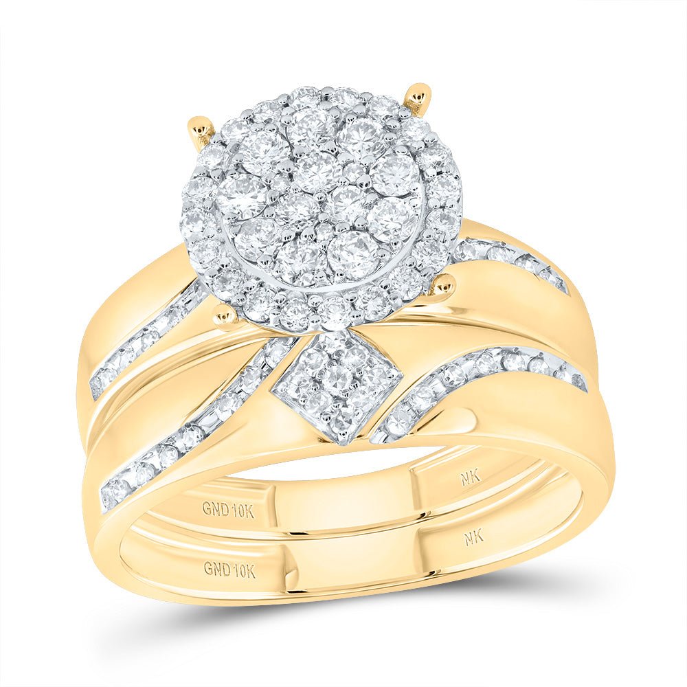 10K Yellow Gold Diamond Trio Ring Set 7/8 Cttw - Splendid Jewellery
