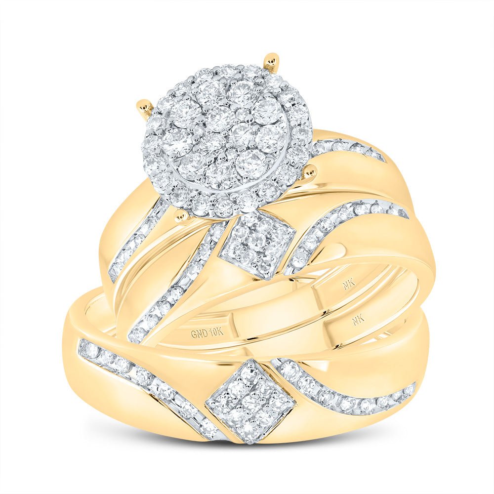 10K Yellow Gold Diamond Trio Ring Set 7/8 Cttw - Splendid Jewellery